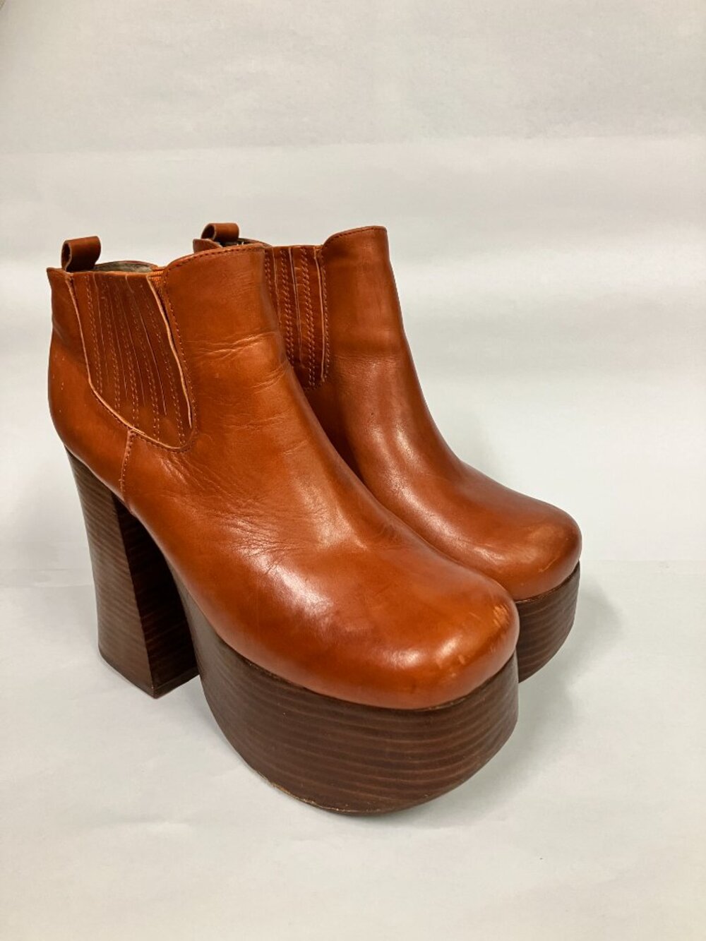 *USED* Super Hot Jeffrey Campbell PUPPY-2 Retro Platform Boots in Tan! Size 9! - Picture 13 of 14